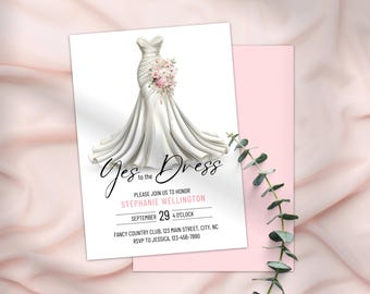 Watercolor Wedding Dress Bridal Shower Invitation (Digital Download)