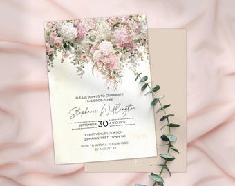 Bridal Shower Vintage Florals Invite | Personalize Digital Template Canva Etsy