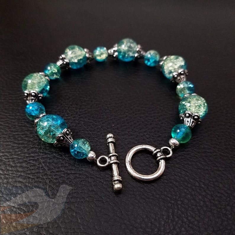 Blue Crackle glass bracelet
