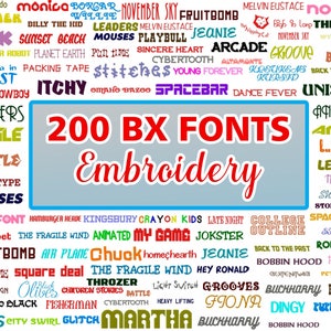 SALE: 200 Embroidery Fonts in BX format. Instant Download. Machine Embroidery Designs Letters, Monograms, Alphabet