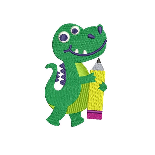 Crocodile with a pencil-  Machine Embroidery Design, 6 sizes