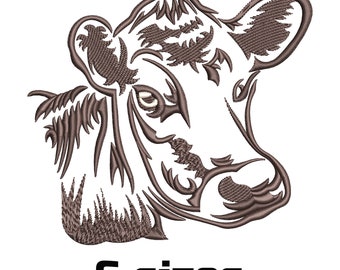 Cow Face machine embroidery design 6 sizes, Farm applique pattern file. 4x4 5x5. dst, pes, pe, hus