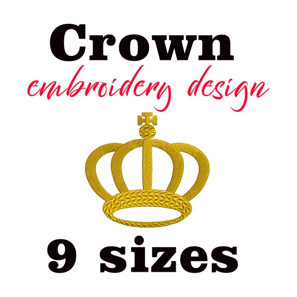 Crown machine embroidery design. Tiara embroidery pattern. pe/pes/hus/dst. Crown embroidery applique pattern. Queen and King embroidery file