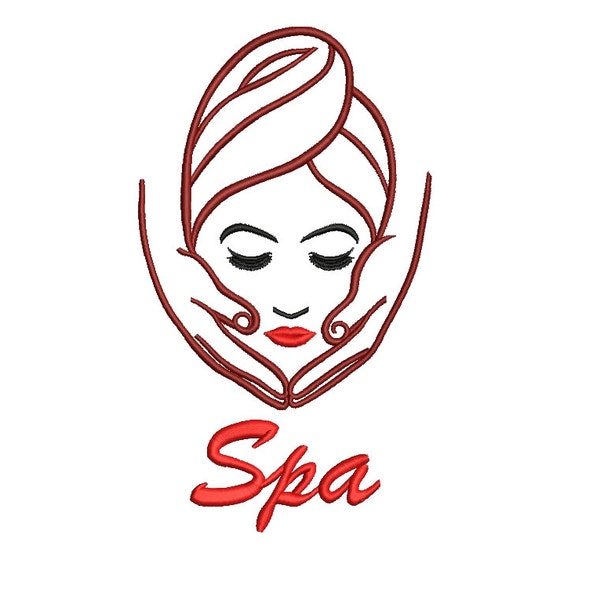 Spa Logo machine embroidery design, Spa Salon embroidery applique, Spa embroidery pattern. Beauty salon embroidery. Pe/dst/pes/hus. 4 sizes