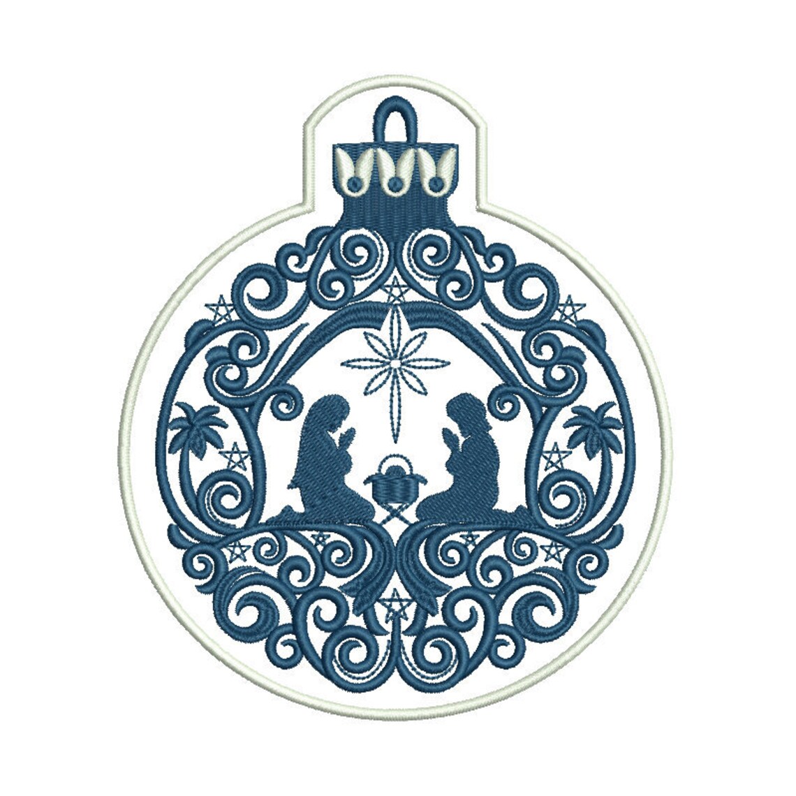 Nativity Christmas Ball machine embroidery design Praying Etsy