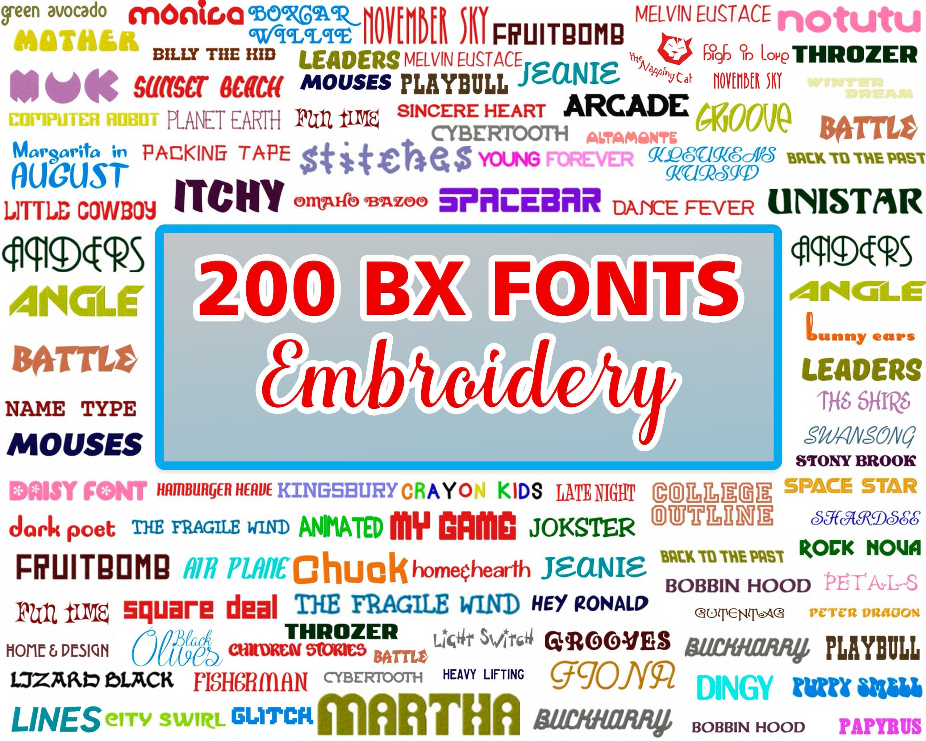 SALE 200 Embroidery Fonts in BX Format. Instant Download. Etsy Australia