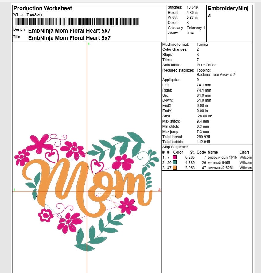 Mom Floral Embroidery Design Mother Day Embroidery Pattern | Etsy