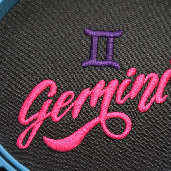 Gemini - Zodiac Sign - machine embroidery design,  3 sizes, pes, dst, hus, vp3, exp