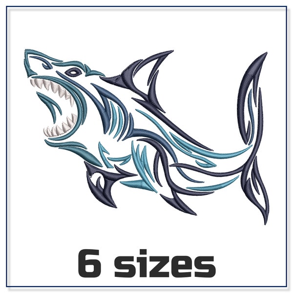 Shark machine embroidery design 6 sizes, Easy embroidery, Shark fish mandala 4x4 5x5. dst, pes, pe, hus