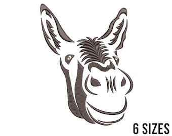 Donkey Head embroidery design 6 sizes, Farm animals applique pattern, 4x4 5x5 5x7. dst, pes, pe, hus