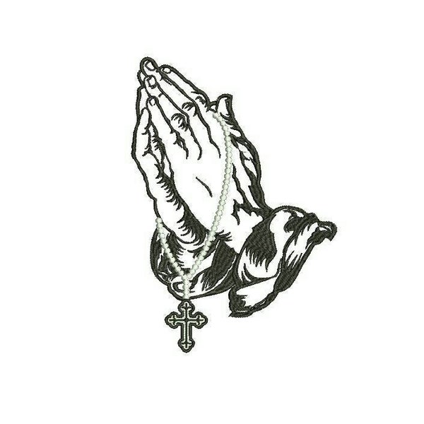 Praying hands with a cross embroidery design, 3 sizes. Christian machine embroidery design. Bible cover design applique. Pe DST Hus Jef vp3