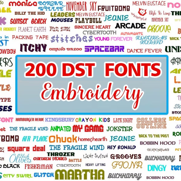 VERKAUF: 200 Stickschriften im DST-Format. Sofortiger Download. Maschinenstickmotive Buchstaben, Monogramme, Alphabet