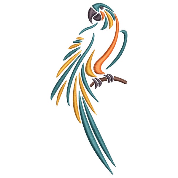 PARROT machine embroidery design 6 sizes, Bird applique pattern file. 4x4 5x5. dst, pes, pe, hus