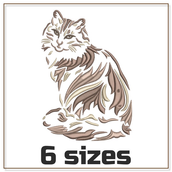 Furry Cat machine embroidery design 6 sizes, cats applique pattern. Cats lovers, cat mom, cat dad. 4x4 5x5. dst, pes, pe, hus