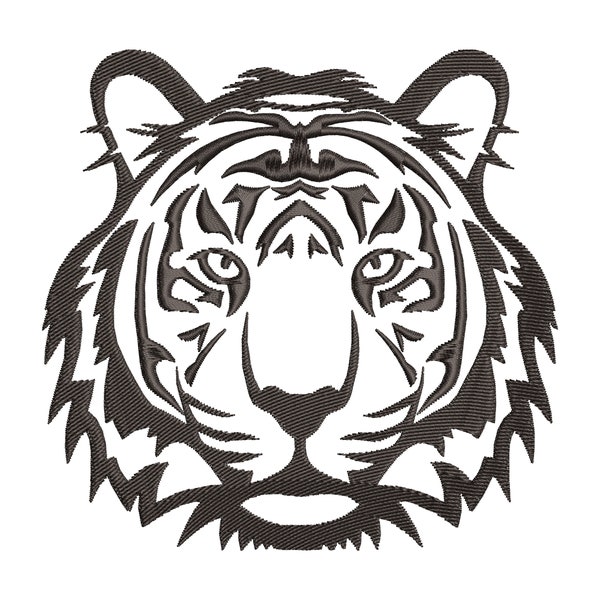 Tiger Head 3 sizes, Machine embroidery design. Tiger sihlouette embroidery pattern,  pe, dst, hus, emb, art, exp, vp3