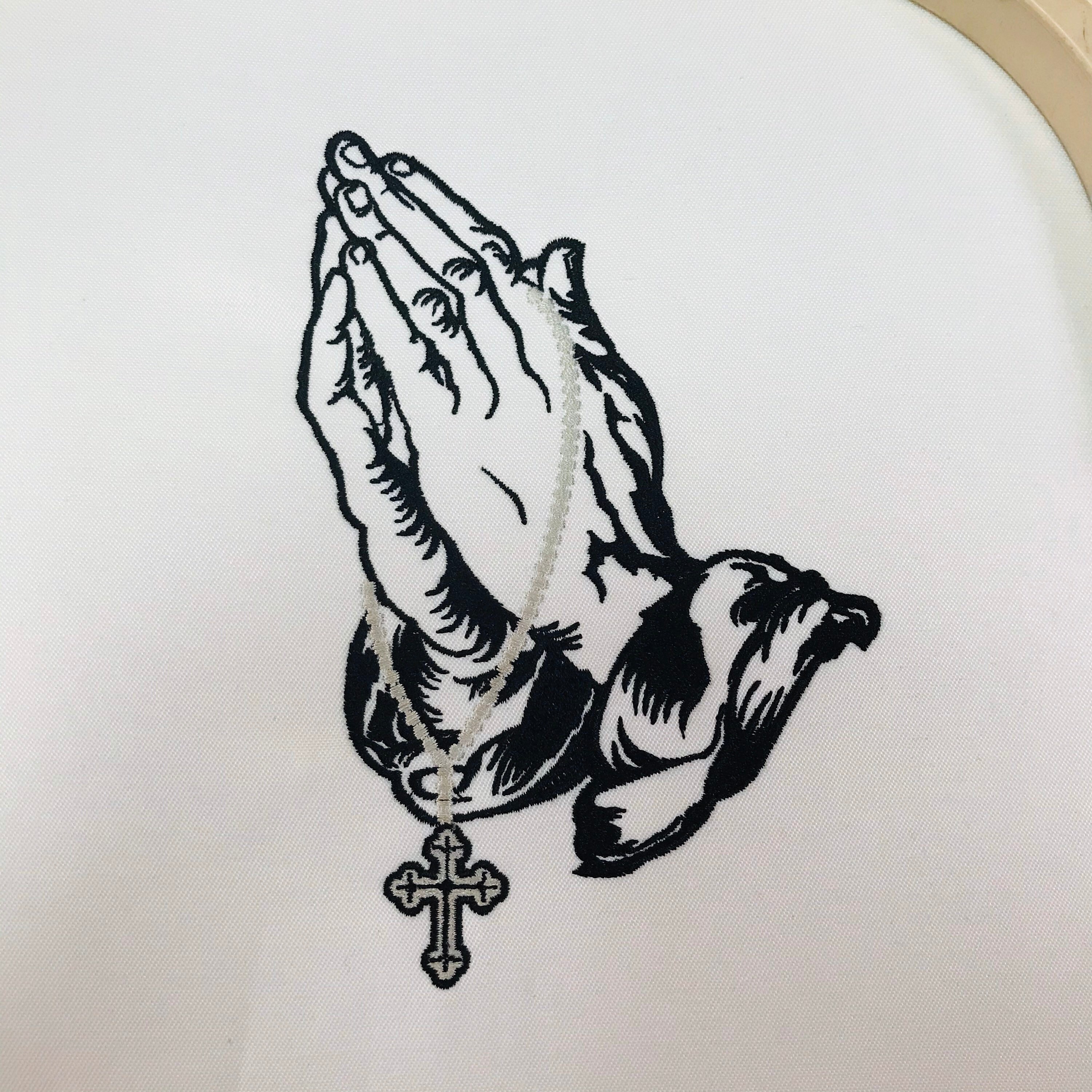 Praying hands with a cross embroidery design 3 sizes  etsy