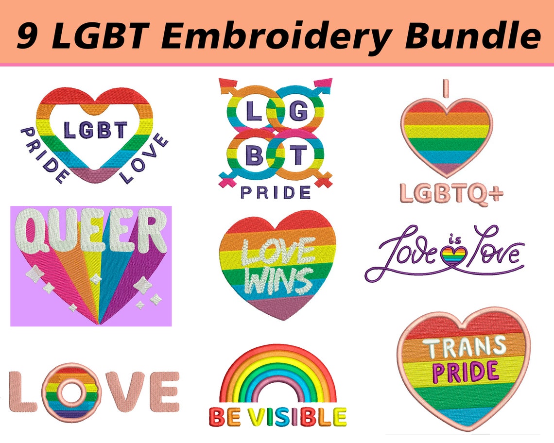 9 LGBTQ Embroidery Designs Bundle Pride Embroidery Pack Etsy
