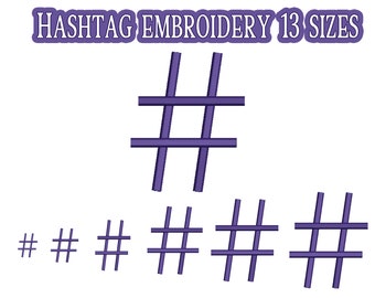 Hashtag machine embroidery design, hashtag applique, Symbol embroidery file, Hashtag embroidery pattern. Brother machine embroidery pe/dst