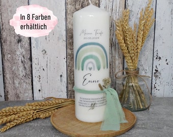 Taufkerze Enno , Taufkerze Regenbogen , Taufkerze grün , Taufkerze , Taufkerzen ,Taufkerze Junge , Taufkerze Mädchen