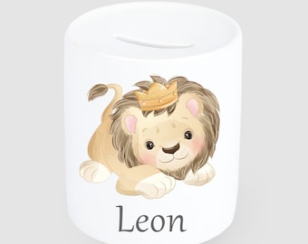 Spardose mit Namen , Spardose Keramik , Sparschwein , Spardose mit einem Löwe
