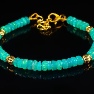 Fire Opal Beaded Bracelet: Sterling Silver & Gold, AAA Ethiopian Gemstone
