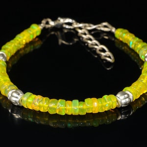 Natural fire Yellow opal Opal beaded bracelet, Top quality opal beaded bracelet, Genuine fire opal beaded bracelet, Yellow opal jewelry