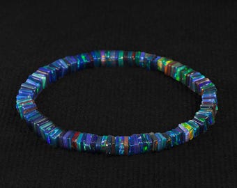 Vintage Fire Black Heishe opal chip Adjustable bracelet for women