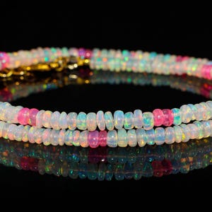 Ethiopian Fire Opal Beaded Necklace: Sterling Silver, Gold Filled