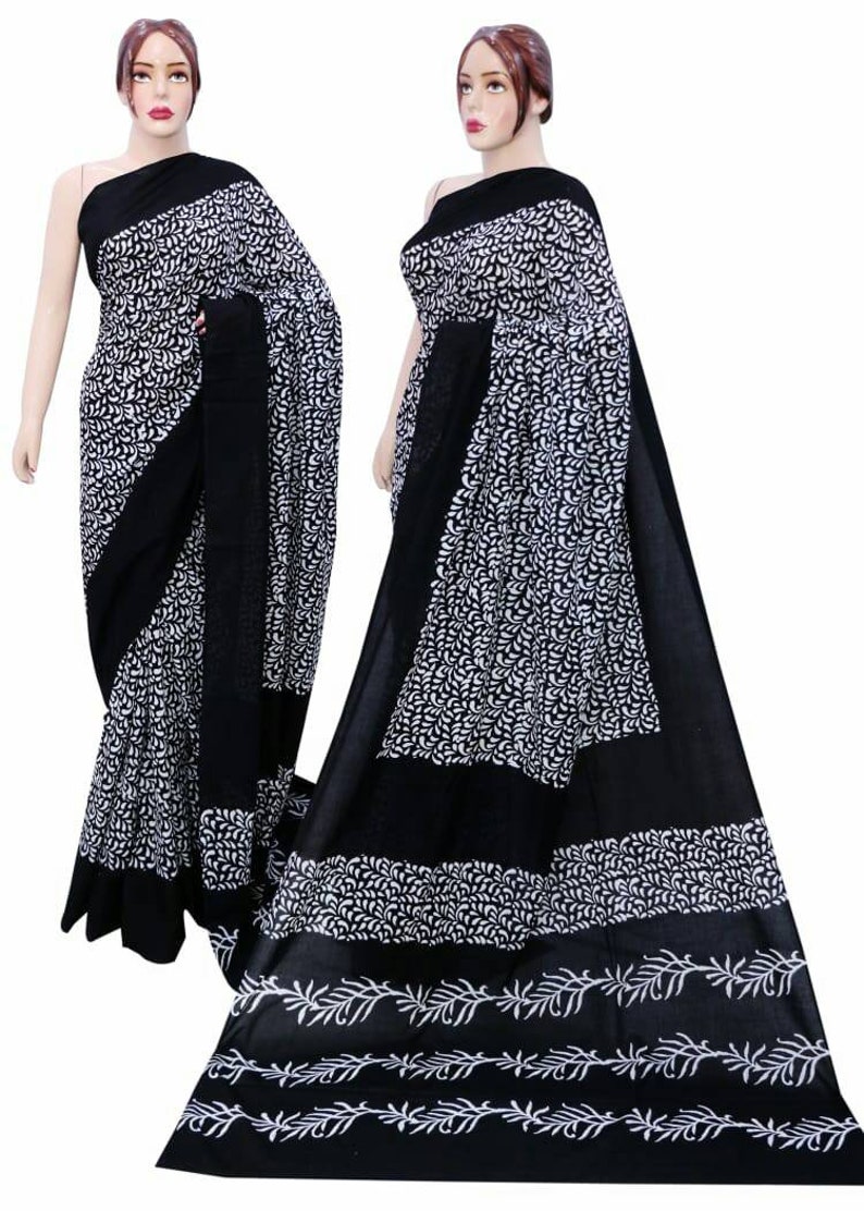 cotton Saree hand block print saree designer saree women/'s clothing