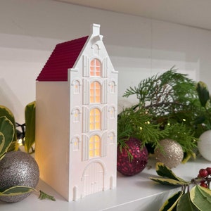 3D Printed Dutch Houses LED Candle Holder, Christmas Village and Best Garland Christmas Decoration
