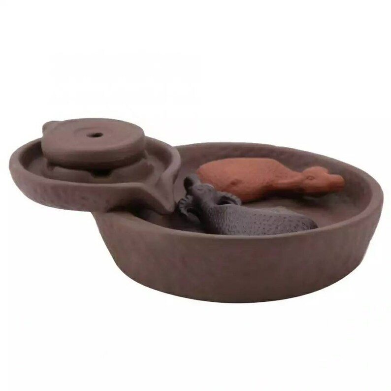 2-Buffalo Chinese Style Ceramic Censer Smoke Backflow Incense Cone Holder Sticks Buddhist Home Decoration