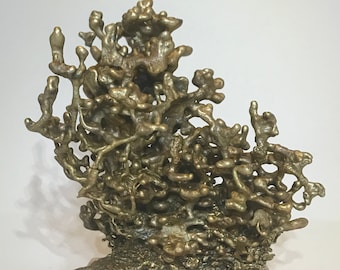 Sculpture "Competition", Abstract Brutalist cast Bronze