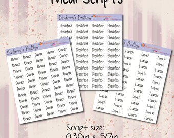 BREAKFAST / LUNCH / DINNER Combo Script Planner Stickers Multiple Fonts ...