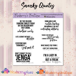 Snarky Quotes 2, Script Stickers, Planner Stickers, Funny Quotes Draft