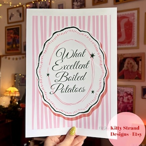 Lámina artística de Orgullo y prejuicio – Frase sobre unas patatas cocidas excelentes, regalo para amantes de los libros