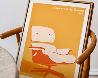Eames Chair Kunstdruck - Oranger Digitaler Download Kunstdruck - 20th Century Design Poster - Eames Chair Art - Orange 1960er Jahre Kunst - JPG