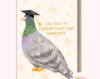 Graduation Card: A6 illustrated, funny Pigeon Card for a Graduate