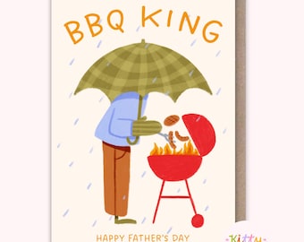 Funny BBQ Father's Day Card: A6 Handmade Illustrated Card for Him