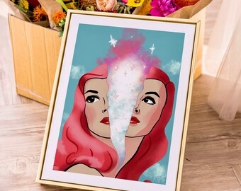 Brain Fog Art Print - Retro Poster - Chronic Illness Poster - Surrealist Art - Disability Awareness Illustration - Spoonie Art Gift