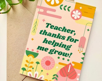 Printable Thank You Teacher Card | Download Teacher Appreciation Card | Floral Aesthetic Printable Card| Instant Download | Teacher Gift