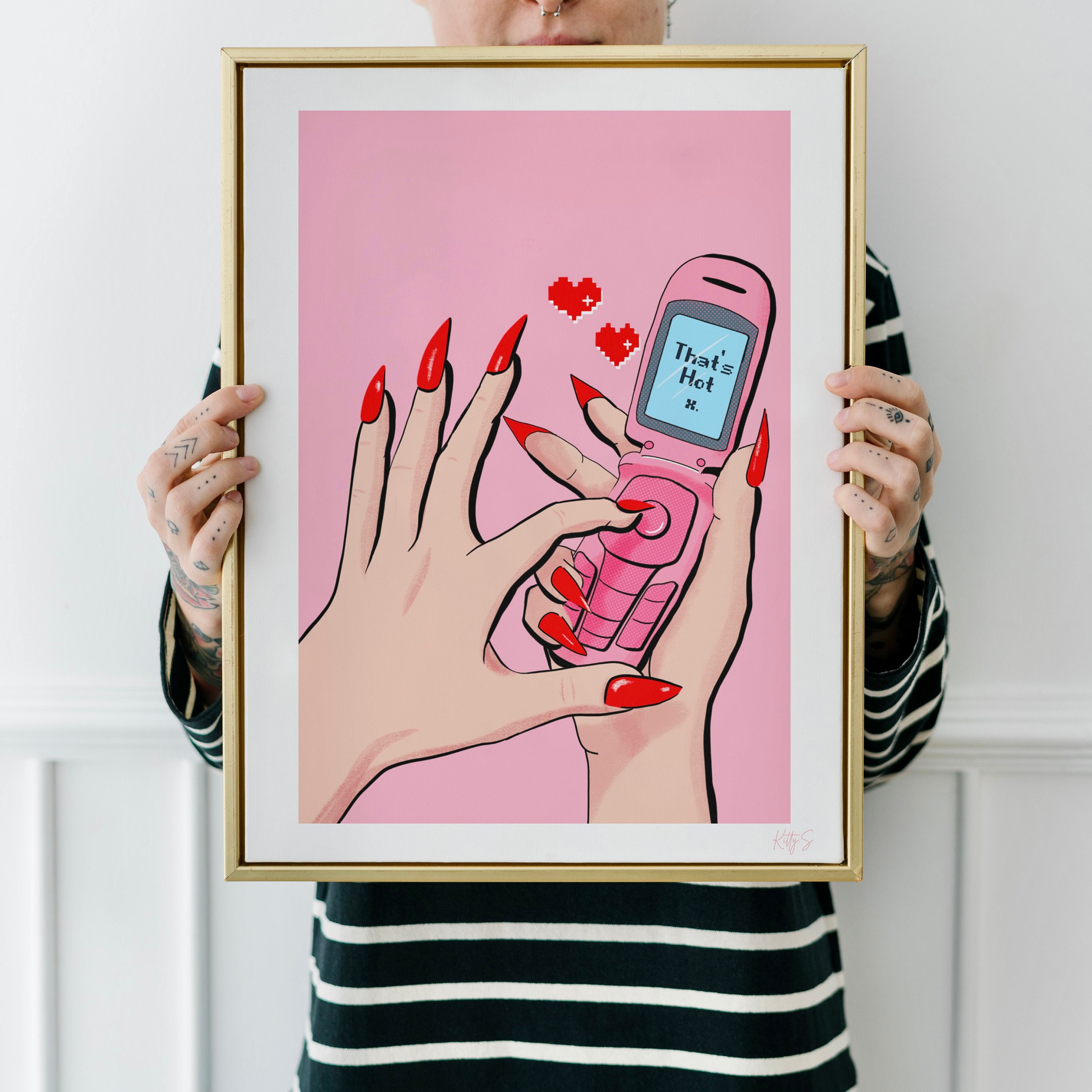 Flip Phone Print Y2K Room Decor Self Love Print Cute 