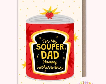 Funny Father's Day Card: Soup Pun Gift for a Super Dad