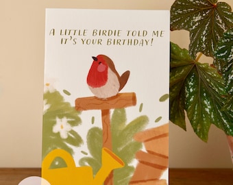 Birthday Card: Bird Themed Card for a Garden-Lover