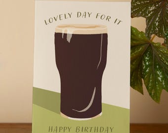 Biglietto d'auguri Irish Stout: formato A6, regalo di compleanno per birreria all'aperto.