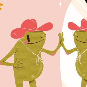 Frog Birthday Card Frog Aesthetic Card Cute Birthday Frog Frog Birthday Gift Y2K Aesthetic Frog Cowgirl Birthday A6 Howdy Frog image 2