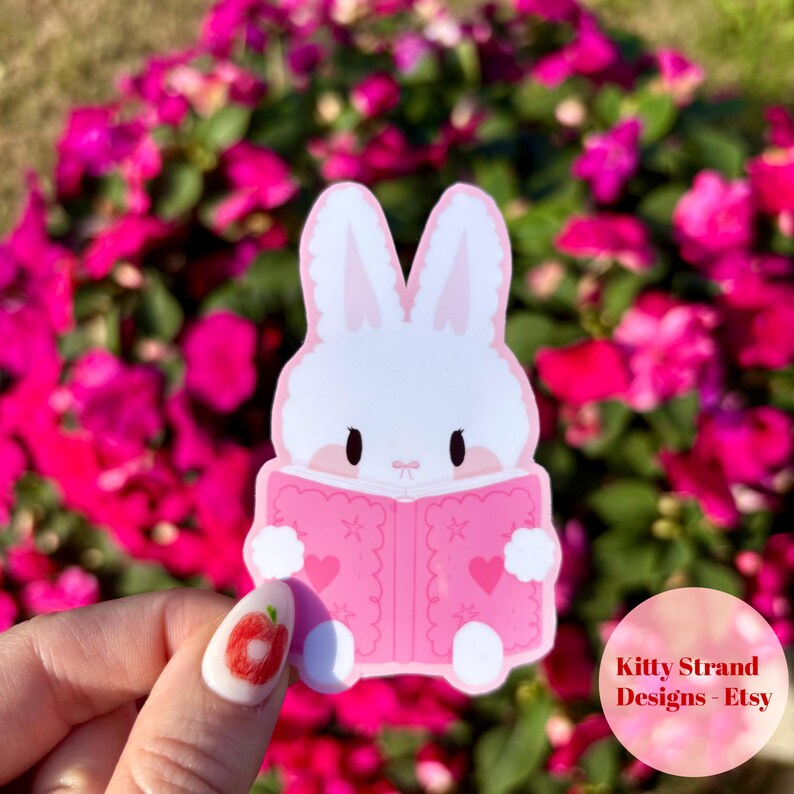 Robby Rabbit Label Sticker For Notebook Bunny Reading Sticker – Waterproof Laptop Decal - Etsy