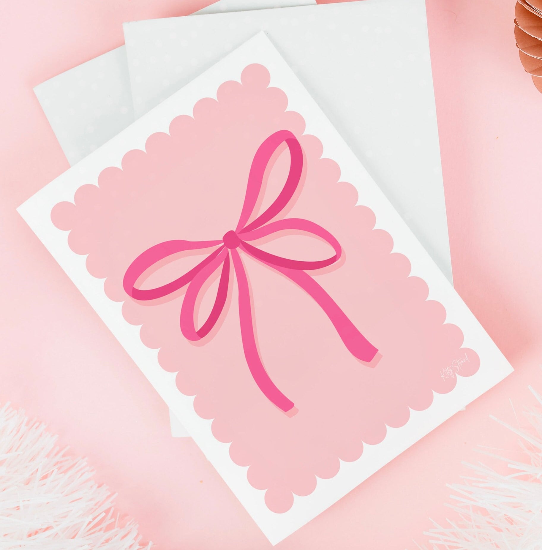 Pink Coquette ribbon bow watercolor hand drawn - Stock