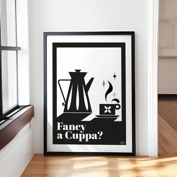 Black and White Kitchen Art Print | Monochrome Art Print | Retro Gallery Wall Art | Coffee & Tea art print | Northern Saying Wall decor