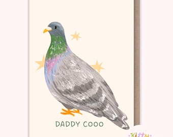 Pigeon Father's Day Card: A6 Handmade, Funny Wildlife Card for Dad