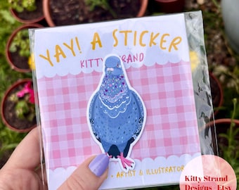 Gelamineerde duifsticker: weerbestendige vinylsticker voor vogelliefhebber